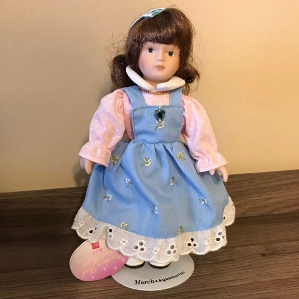 Russ Porcelain Doll Of The Month March Birthstone